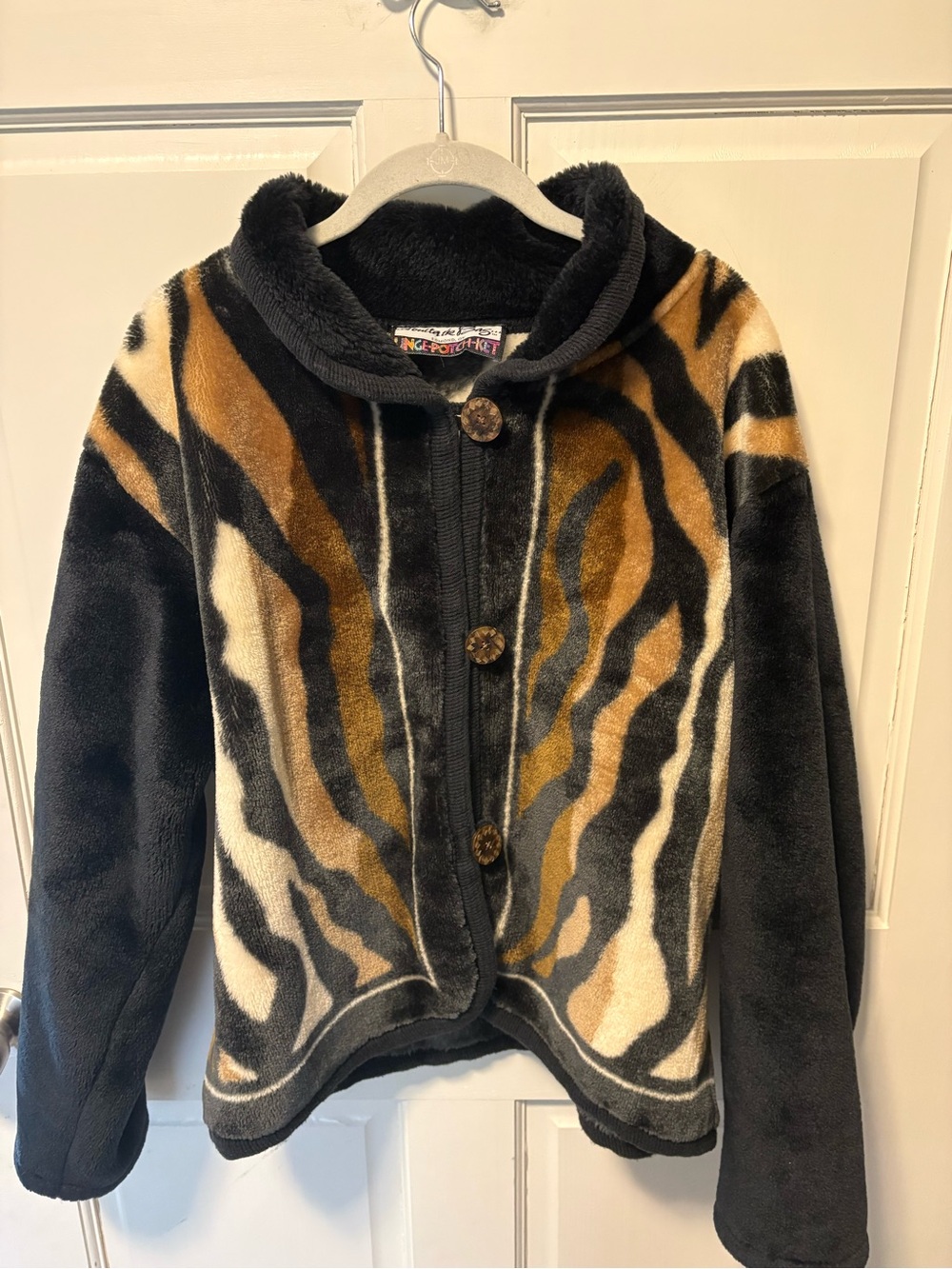 It’s Outta The Bag faux fur 80s vintage tiger animal jacket coat m medium l